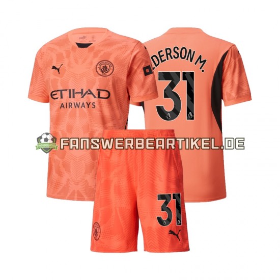 Ederson Moraes 31 Torwart Trikot Manchester City Kinder Auswärtsausrüstung 2024-2025 Kurzarm