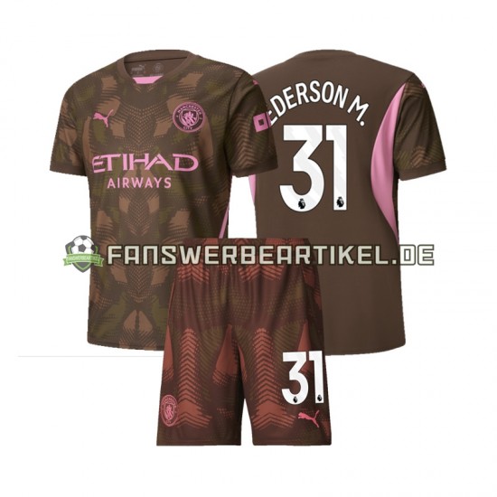 Ederson Moraes 31 Torwart Trikot Manchester City Kinder Heimausrüstung 2024-2025 Kurzarm