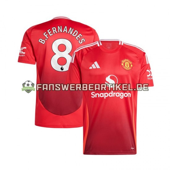 Bruno Fernandes 8 Trikot Manchester United Herren Heimausrüstung Rot 2024-2025 Kurzarm