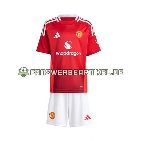 Trikot Manchester United Kinder Heimausrüstung Rot 2024-2025 Kurzarm