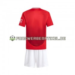 Trikot Manchester United Kinder Heimausrüstung Rot 2024-2025 Kurzarm