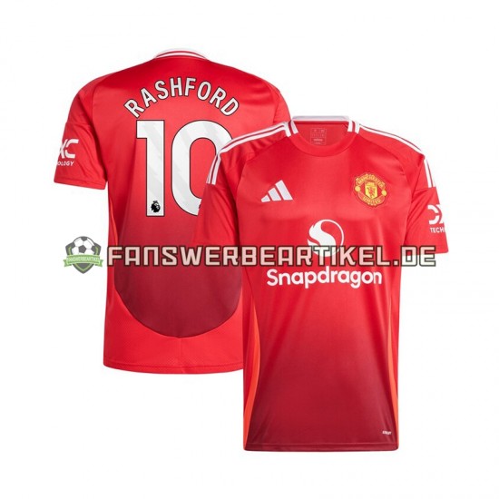 Marcus Rashford 10 Trikot Manchester United Herren Heimausrüstung Rot 2024-2025 Kurzarm