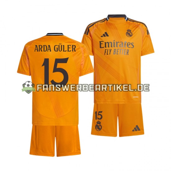 Arda Guler 15 Trikot Real Madrid Kinder Auswärtsausrüstung 2024-2025 Kurzarm