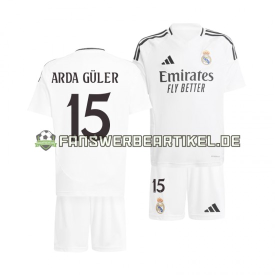 Arda Guler 15 Trikot Real Madrid Kinder Heimausrüstung 2024-2025 Kurzarm