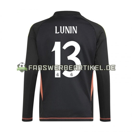 Andriy Lunin 13 Torwart Trikot Real Madrid Herren Auswärtsausrüstung Blau 2024-2025 Langarm