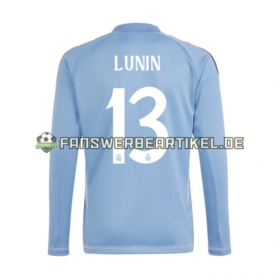 Andriy Lunin 13 Torwart Trikot Real Madrid Herren Heimausrüstung Blau 2024-2025 Langarm