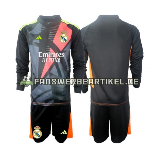 Torwart Trikot Real Madrid Kinder Auswärtsausrüstung Schwarz 2024-2025 Langarm