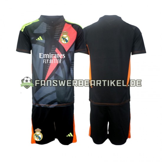 Torwart Trikot Real Madrid Kinder Auswärtsausrüstung Schwarz 2024-2025 Kurzarm