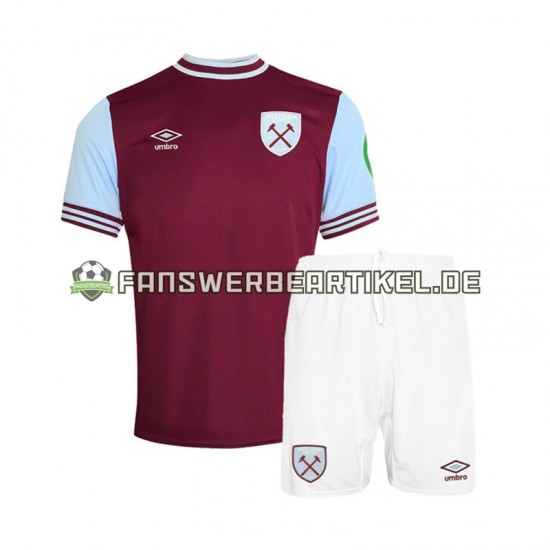 Trikot West Ham United Kinder Heimausrüstung 2024-2025 Kurzarm