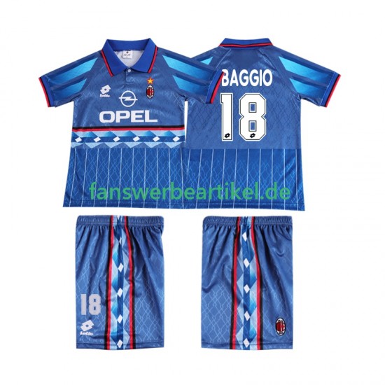 BAGGIO 18 Retro 1995 1996 Trikot AC Mailand Kinder Auswärtsausrüstung Kurzarm