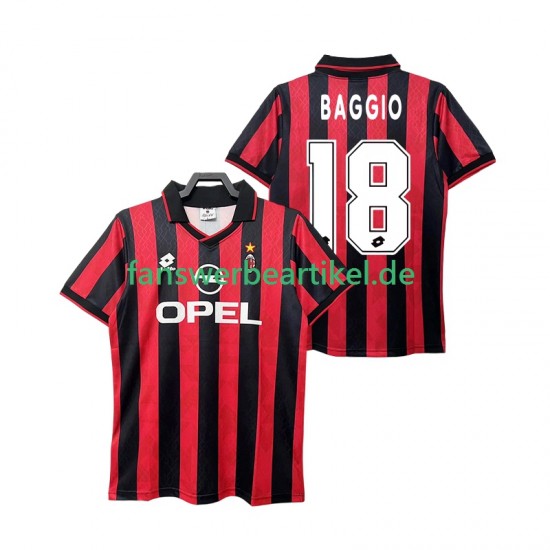 BAGGIO 18 Retro 1995 1996 Trikot AC Mailand Herren Heimausrüstung Kurzarm