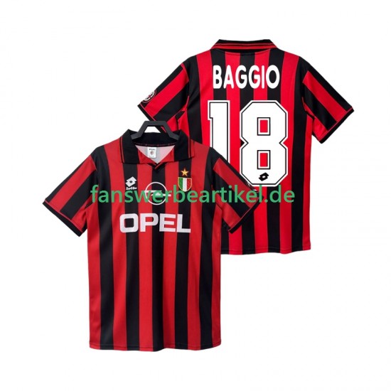 BAGGIO 18 Retro 1996 1997 Trikot AC Mailand Herren Heimausrüstung Kurzarm