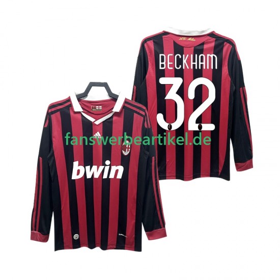 BECKHAM 32 Retro 2009 Trikot AC Mailand Herren Heimausrüstung 2010 Langarm