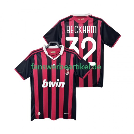 BECKHAM 32 Retro 2009 Trikot AC Mailand Herren Heimausrüstung 2010 Kurzarm