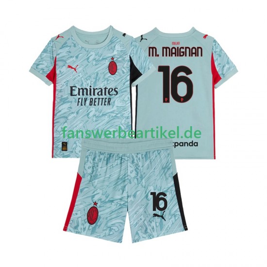 Mike Maignan 16 Torwart Trikot AC Mailand Kinder Heimausrüstung 2025-2026 Kurzarm