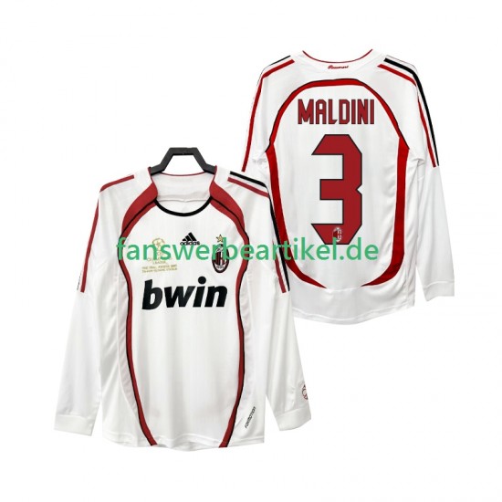 MALDINI 3 Retro 2007 Trikot AC Mailand Herren Auswärtsausrüstung 2006 Langarm