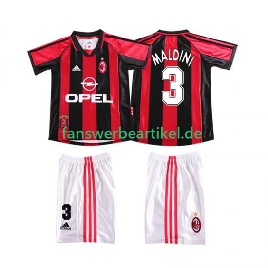 MALDINI 3 Retro 1998 Trikot AC Mailand Kinder Heimausrüstung 1999 Kurzarm