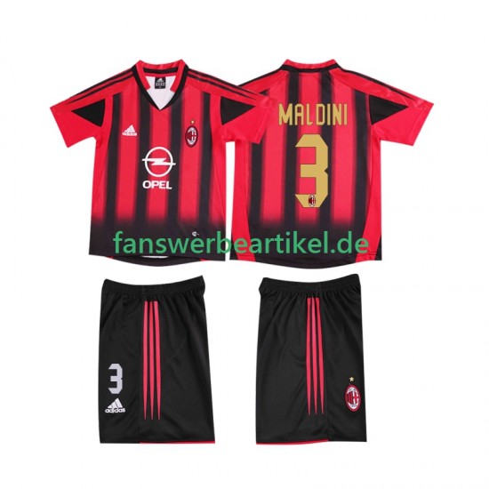 MALDINI 3 Retro 2005 Trikot AC Mailand Kinder Heimausrüstung 2004 Kurzarm