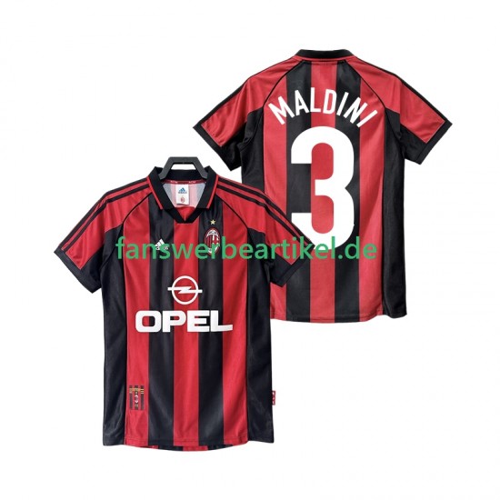 MALDINI 3 Retro 1998 Trikot AC Mailand Herren Heimausrüstung 1999 Kurzarm