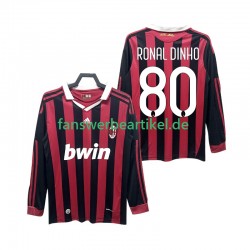 RONALDINHO 80 Retro 2009 Trikot AC Mailand Herren Heimausrüstung 2010 Langarm