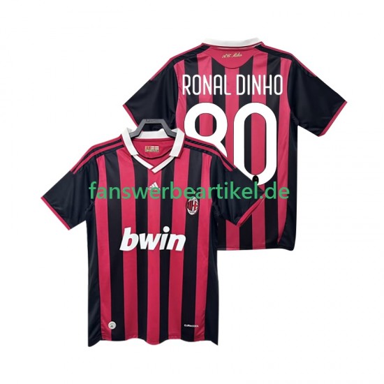 RONALDINHO 80 Retro 2009 Trikot AC Mailand Herren Heimausrüstung 2010 Kurzarm