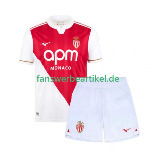 Trikot AS Monaco Kinder Heimausrüstung 2025-2026 Kurzarm