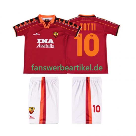 TOTTI 10 Retro 1998 Trikot AS Rom Kinder Heimausrüstung 1999 Kurzarm