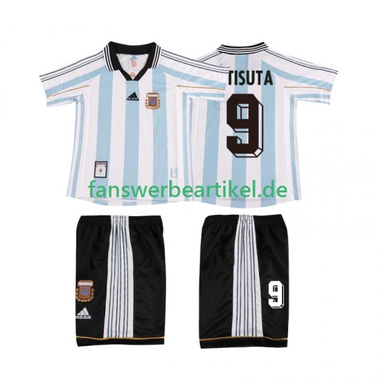 BATISUTA 9 Retro 1998 Trikot Argentinien Kinder Heimausrüstung Kurzarm