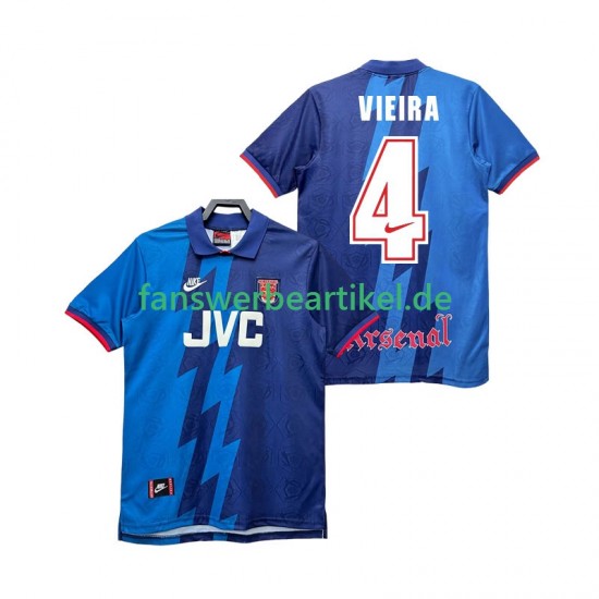 VIEIRA 4 Retro 1995 1996 Trikot Arsenal Herren Auswärtsausrüstung Kurzarm