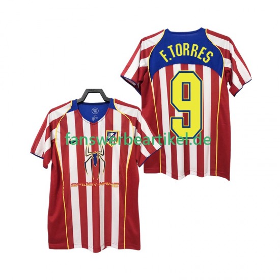 F TORRES 9 Retro 2005 Trikot Atlético Madrid Herren Heimausrüstung 2004 Kurzarm
