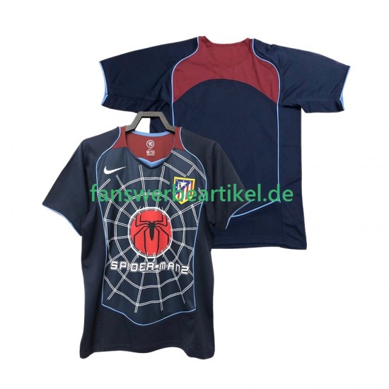 Retro 2005 Trikot Atlético Madrid Herren Auswärtsausrüstung 2004 Kurzarm