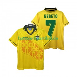 BEBETO 7 Retro Trikot Brasilien Herren Heimausrüstung 1994 Kurzarm