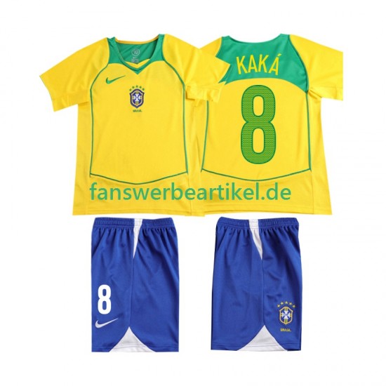 KAKA 8 Retro Trikot Brasilien Kinder Heimausrüstung 2004 Kurzarm