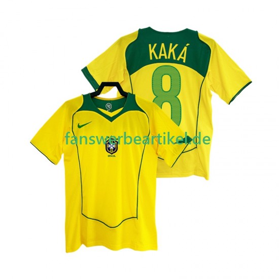KAKA 8 Retro Trikot Brasilien Herren Heimausrüstung 2004 Kurzarm