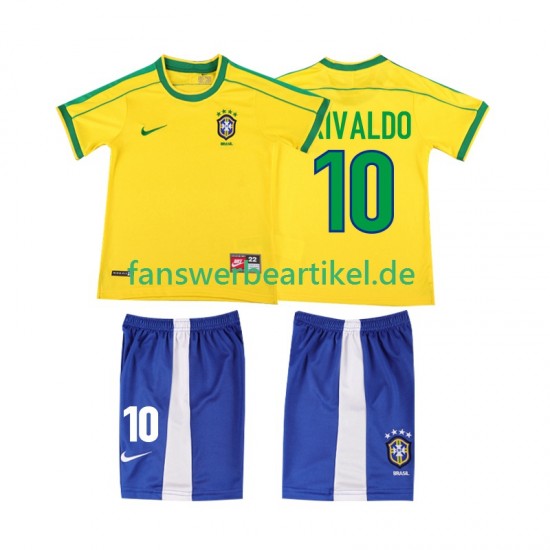 RIVALDO 10 Retro 1998 Trikot Brasilien Kinder Heimausrüstung Kurzarm
