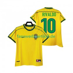 RIVALDO 10 Retro 1998 Trikot Brasilien Herren Heimausrüstung Kurzarm
