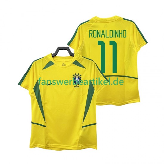 RONALDINHO 11 Retro 2002 Trikot Brasilien Herren Heimausrüstung Kurzarm