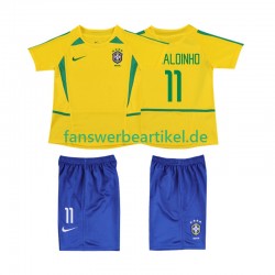 RONALOINHO 11 Retro 2002 Trikot Brasilien Kinder Heimausrüstung Kurzarm