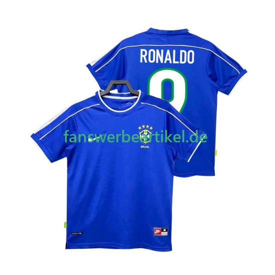 Ronaldo 9 Retro 1998 Trikot Brasilien Herren Auswärtsausrüstung Kurzarm