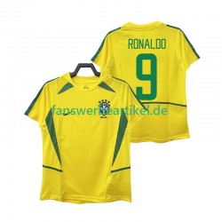 Ronaldo 9 Retro 2002 Trikot Brasilien Herren Heimausrüstung Kurzarm