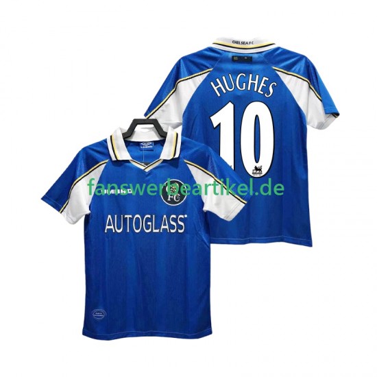 HUGHES 10 Retro 1997 Trikot Chelsea Herren Heimausrüstung 1999 Kurzarm