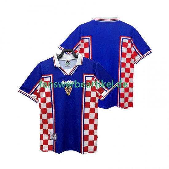 Retro 1998 Trikot Kroatien Herren Auswärtsausrüstung Kurzarm
