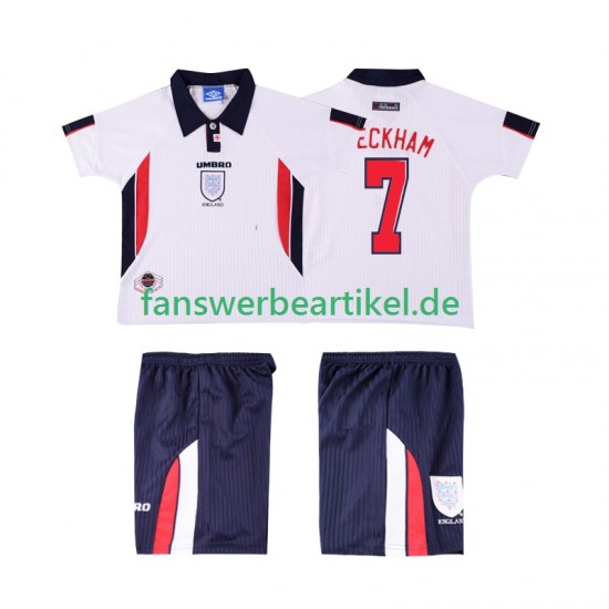 Beckham 7 Retro 1998 Trikot England Kinder Heimausrüstung Kurzarm