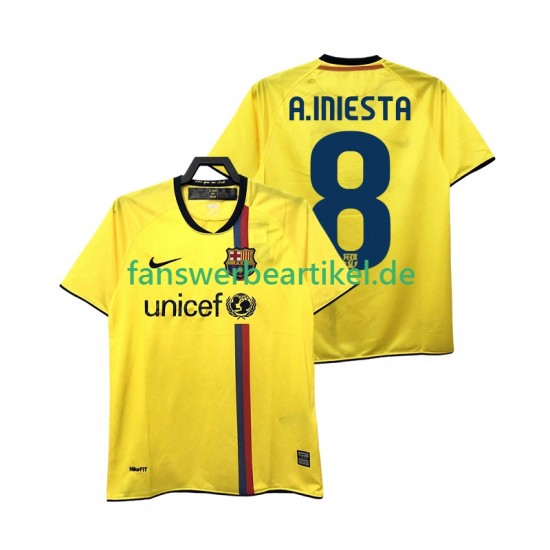 A INIESTA 8 Retro 2009 Trikot FC Barcelona Herren Auswärtsausrüstung 2008 Kurzarm