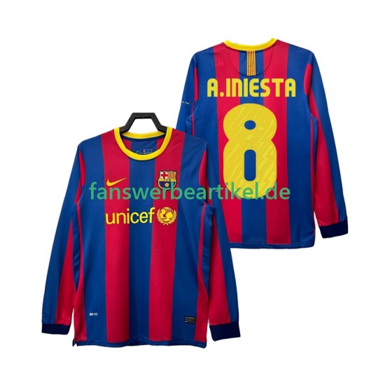A INIESTA 8 Retro Trikot FC Barcelona Herren Heimausrüstung 2011 2010 Langarm