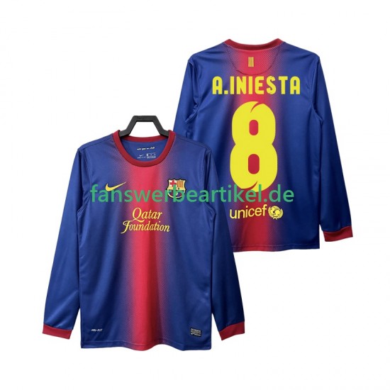 A INIESTA 8 Retro 2012 2013 Trikot FC Barcelona Herren Heimausrüstung Langarm