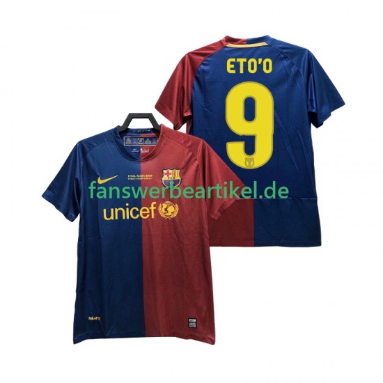 ETO O 9 Retro Champions League 2009 Trikot FC Barcelona Herren Heimausrüstung 2008 Kurzarm