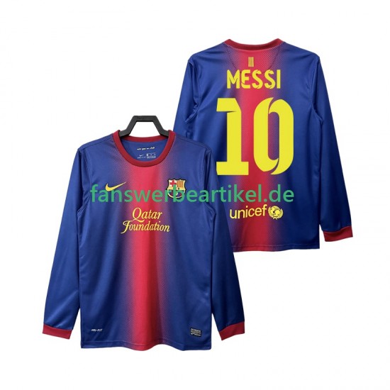 Lionel Messi 10 Retro 2012 2013 Trikot FC Barcelona Herren Heimausrüstung Langarm
