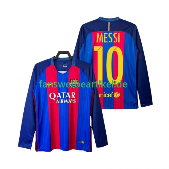 Lionel Messi 10 Retro 2016 2017 Trikot FC Barcelona Herren Heimausrüstung Langarm