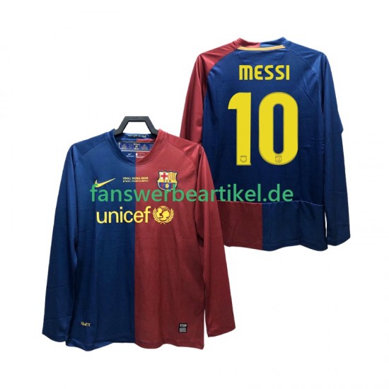 Lionel Messi 10 Retro Champions League 2009 Trikot FC Barcelona Herren Heimausrüstung 2008 Langarm